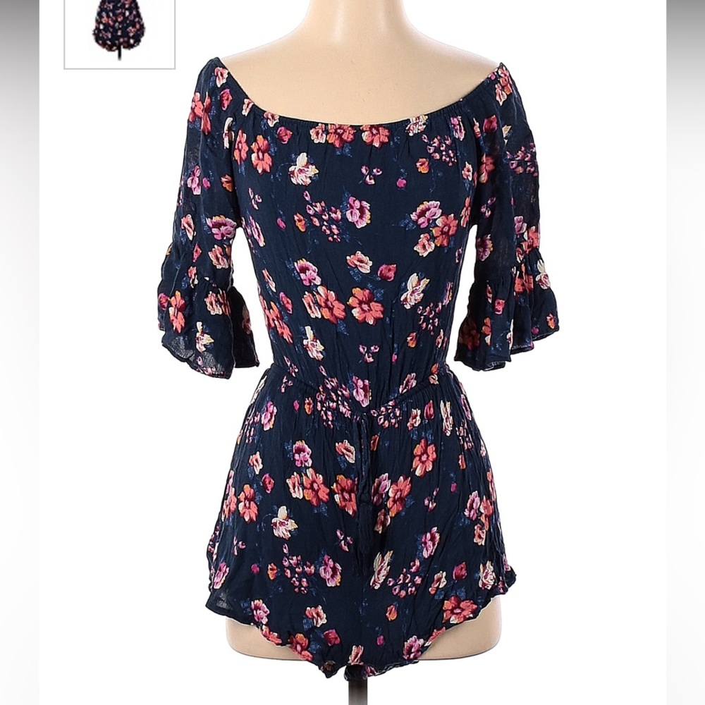 Hollister Floral Boat Neck/Off the Shoulder Romper, Size XS